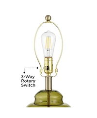 360 Lighting Grimmia 24" High Moss Green Glass Table Lamp with White Dimmer