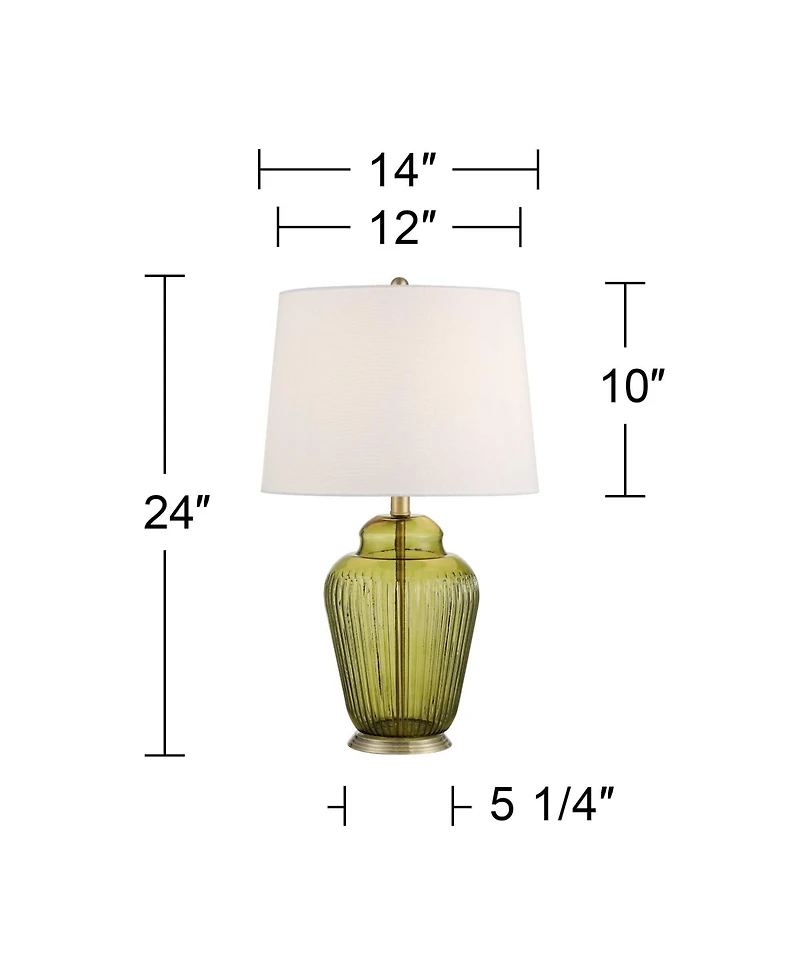 360 Lighting Grimmia 24" High Moss Green Glass Table Lamp with Brown Dimmer