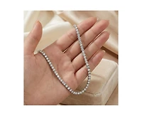 Genevive Elegant White Gold Plated Cubic Zirconia 20" Tennis Necklace