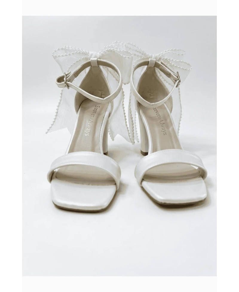 Forever and Always Shoes Women's Evarose Bow Detail Block Heel Bridal Sandal