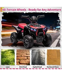 6V Kids Ride On Atv Quad Toy, Battery Powered 4-Wheel Off Road Vehicle for Outdoor Fun, Red/Pink, Ages 3-6