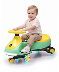 31 Inch Kids 12V Ride On Twist Car, Electric Battery Powered Trolley Car with Foot Pedal, Light Pink/Blue/Gray/Yellow/Red/Black/Green/White, Ages 3-6