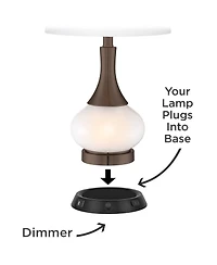 Possini Euro Design Cosgrove Modern Mid Century Table Lamp 26 1/2" High White Glazed Ceramic with Usb Charging Port Brown Linen Drum Shade for Desk