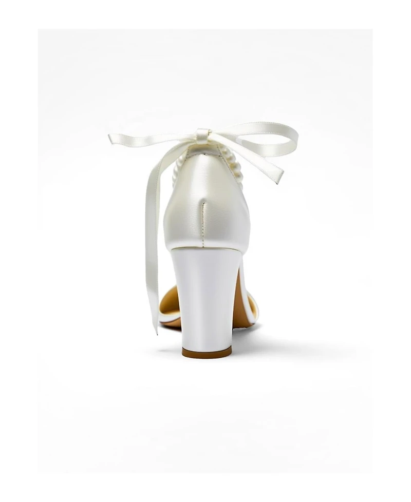 Forever and Always Shoes Women's Caelis Pearl Ankle Strap Block Heel Sandal
