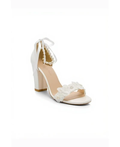 Forever and Always Shoes Women's Elvian Floral Block Heel Bridal Sandal