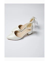 Forever and Always Shoes Women's Evania Block Heel Wedding Pump