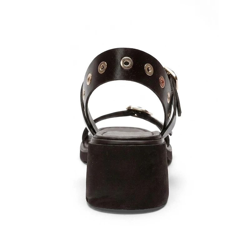 Forever and Always Shoes Women's Rabel Leather Block Heel Sandal