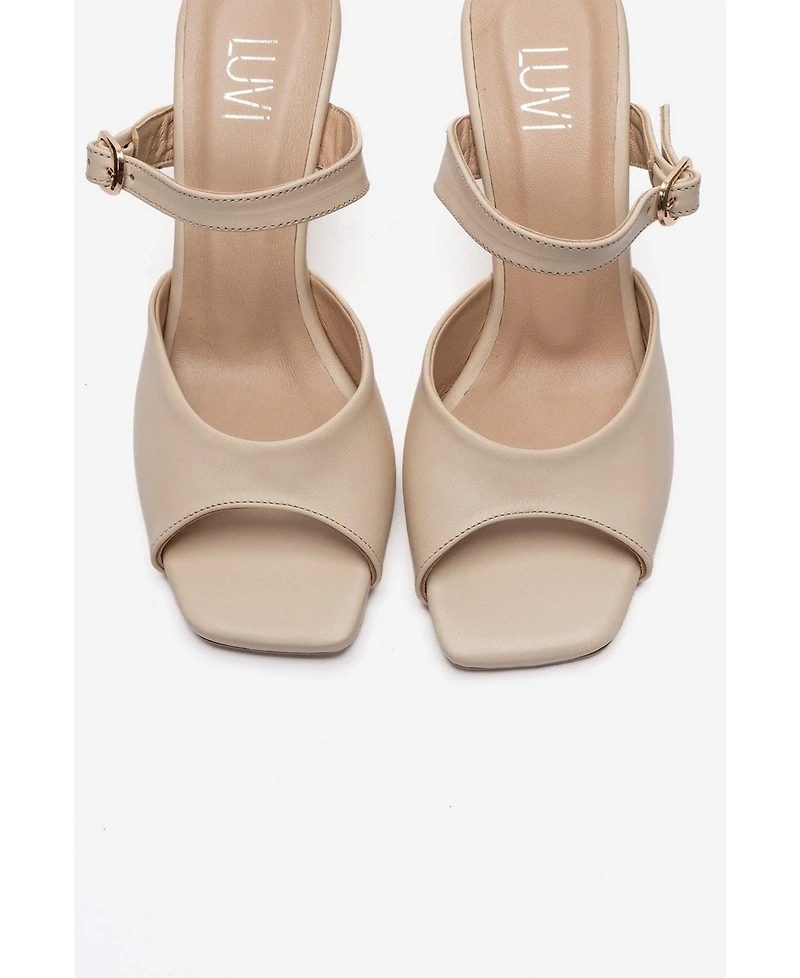 Forever and Always Shoes Women's Urael Leather Stiletto Strap Sandal