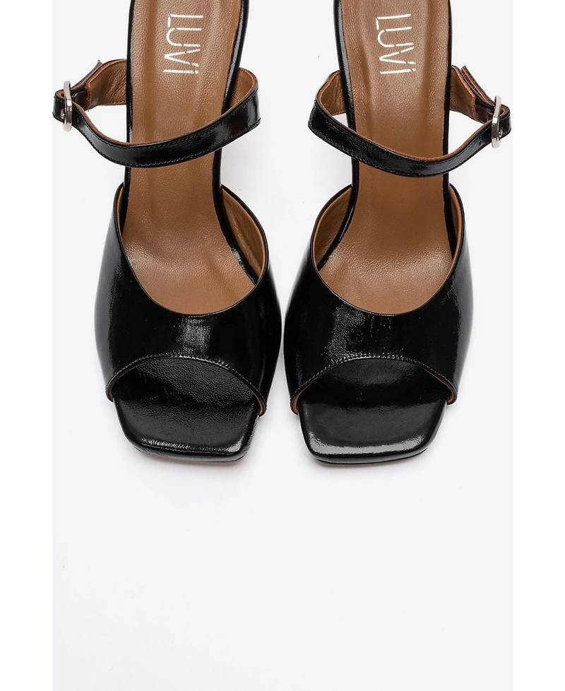 Forever and Always Shoes Women's Urael Leather Stiletto Strap Sandal