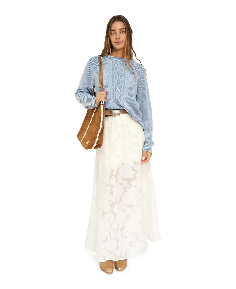 Belle & Bloom Women's and Hudson Street Cable Garment Dyed Sweater