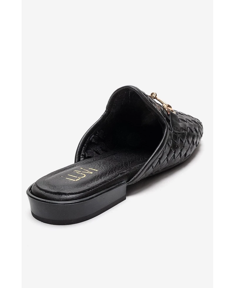 Forever and Always Shoes Women's Senia Leather Woven Mule