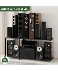 Tv Stand for TVs Up to 55 Inch, Led Light Entertainment Center, Media Console Table with Open Storage Shelves, Drawer for Living Room Bedroom, Black