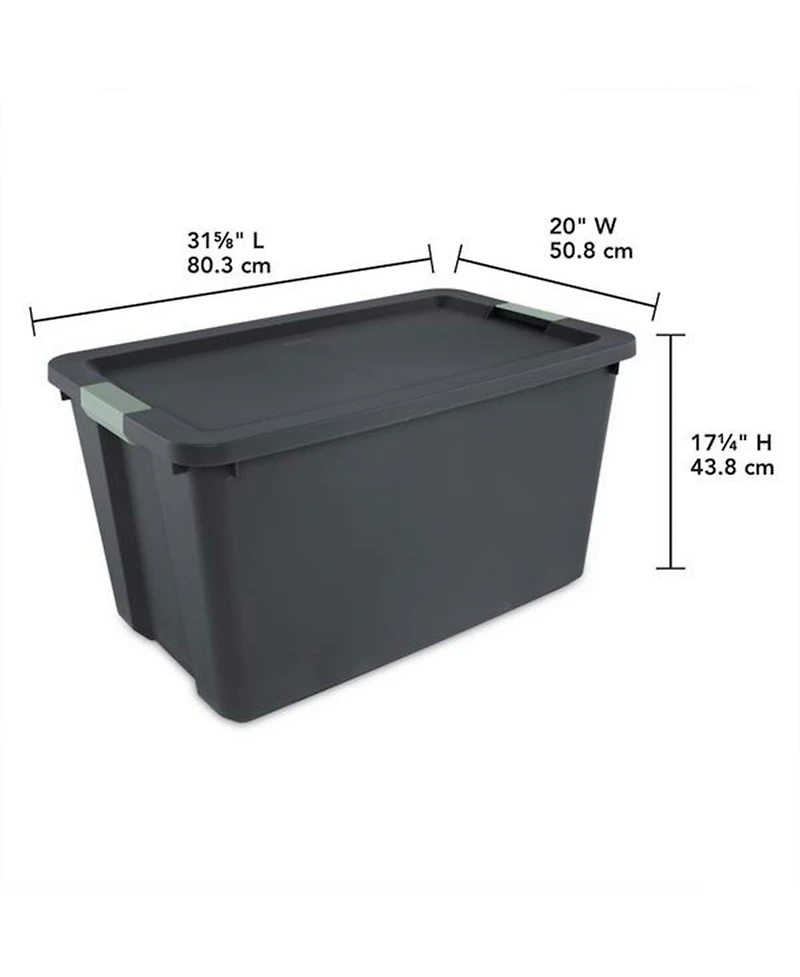 Sterilite 4 Pack 34 Gallon Latch Tote, Stackable Plastic Storage Bin Container