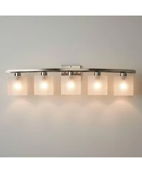 Possini Euro Design Possini Euro Linen Glass 40 1/2"W Brushed Nickel 5-Light Bath Light