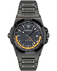 Versace Men's Greca Reaction Gmt Ip Yellow Gold Stainless Steel Bracelet Watch 41mm