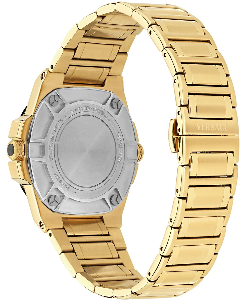 Versace Men's Greca Reaction Gmt Silver Stainless Steel Bracelet Watch 41mm