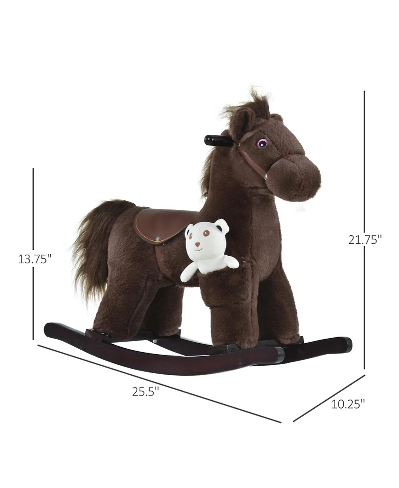 Yobtop Kids Plush Rocking Horse with Sound Effects, 66 lb. Capacity, Ages 3+