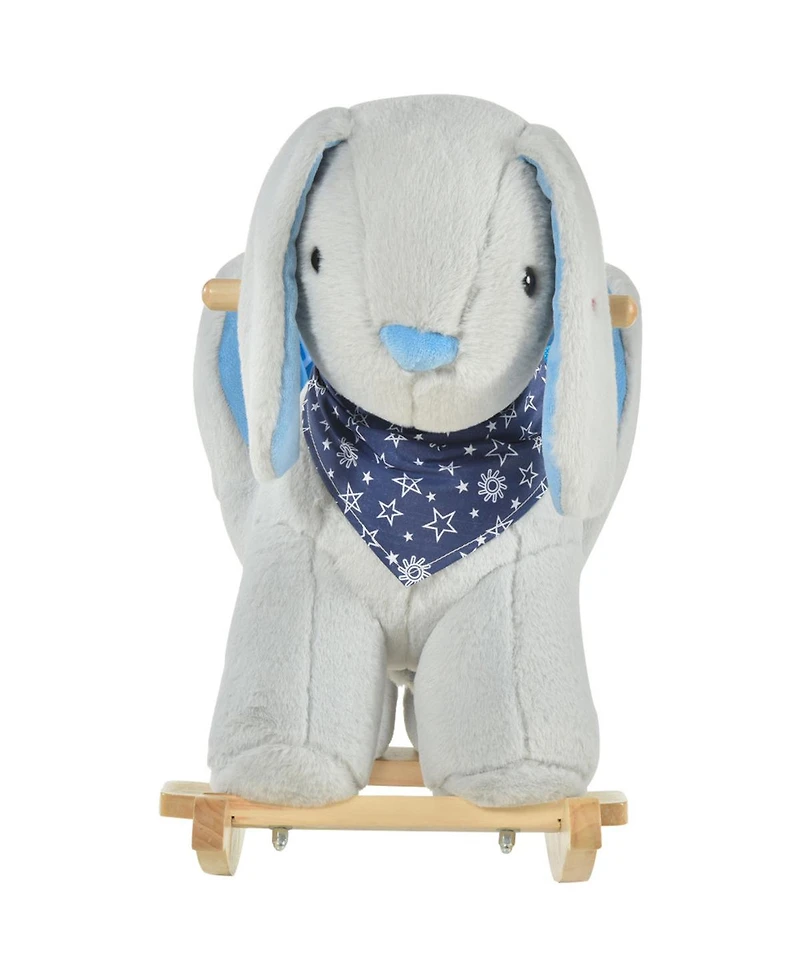 Yobtop Kids Ride-On Rocking Horse Toy Bunny Rocker with Fun Play Music, Soft Plush Fabric, Sturdy Wood Base, for Children