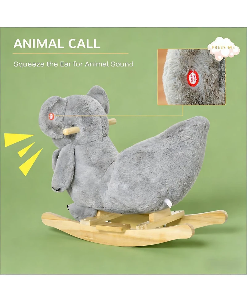 Yobtop Koala-shaped Rocker - Kids Rocking Horse with Realistic Sounds, Soft Plush Body, Sturdy Metal Frame, Balance Development