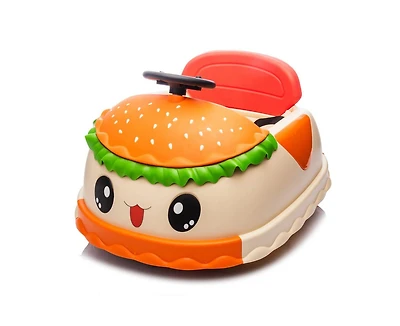 Yobtop 12V Hamburger Bumper Car with Remote Control, 360-Degree Rotation, Bluetooth Music, Ages 3+