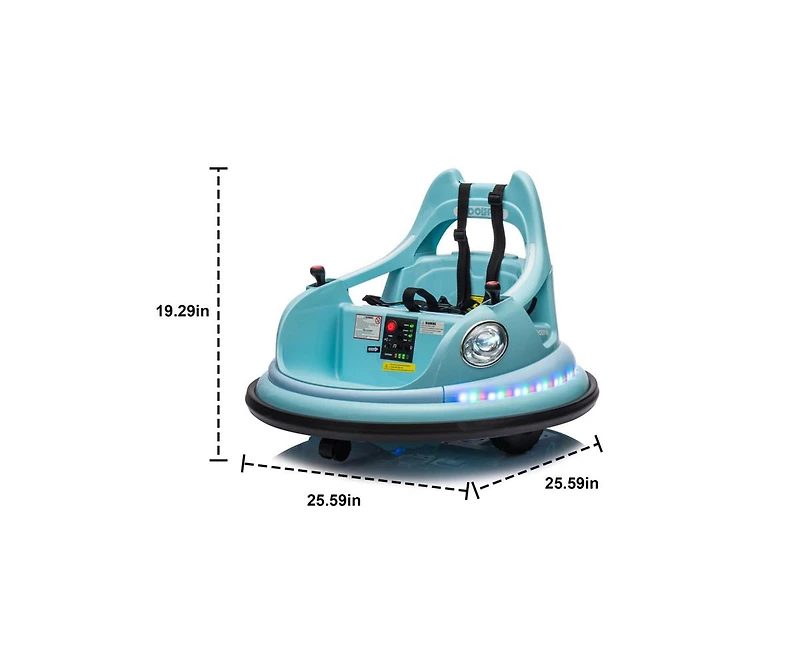Yobtop 12V Kids Ride On Bumper Car with Remote Control, Led Lights & 360-Degree Spin, Ages 1.5+
