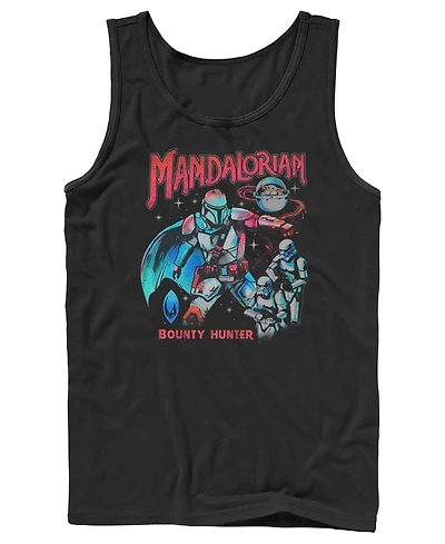 Fifth Sun Men's Star Wars The Mandalorian Bounty Hunter Retro Graphic Tank Top