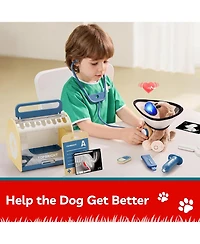 Top Bright Kids Wooden Doctor and Dog Vet Pretend Play Set with Costume