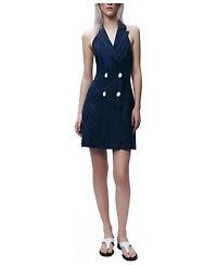Nocturne Women's Pinstripe Double-Breasted Halter Mini Dress