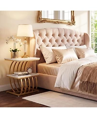 Tribesigns 2-Tier Modern Glam Gold End Table,Faux Marble Side Table