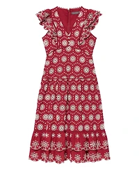 Mint Velvet Women's Cotton Broderie Drop Waist Midi Dress