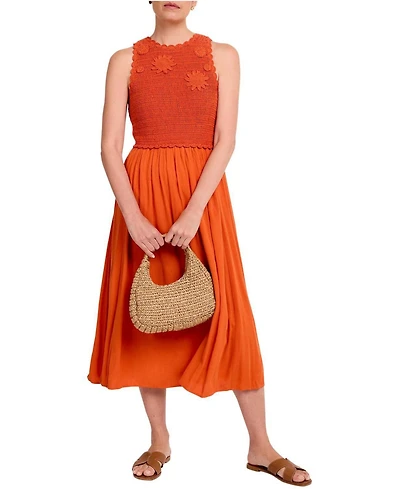 Mint Velvet Women's Crochet Bodice Midi Dress