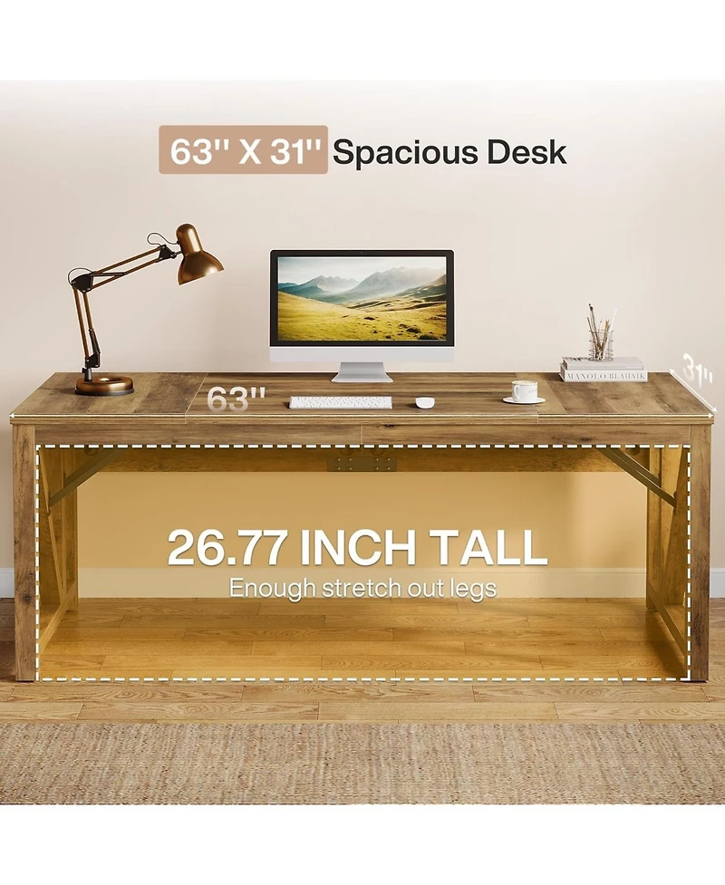 Tribesigns 63" L-Shaped Desk with File Cabinet