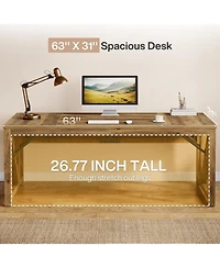 Tribesigns 63" L-Shaped Desk with File Cabinet