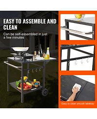 Vevor Outdoor Grill Dining Cart Double-Shelf Bbq Movable Food Prep Trolley Patio