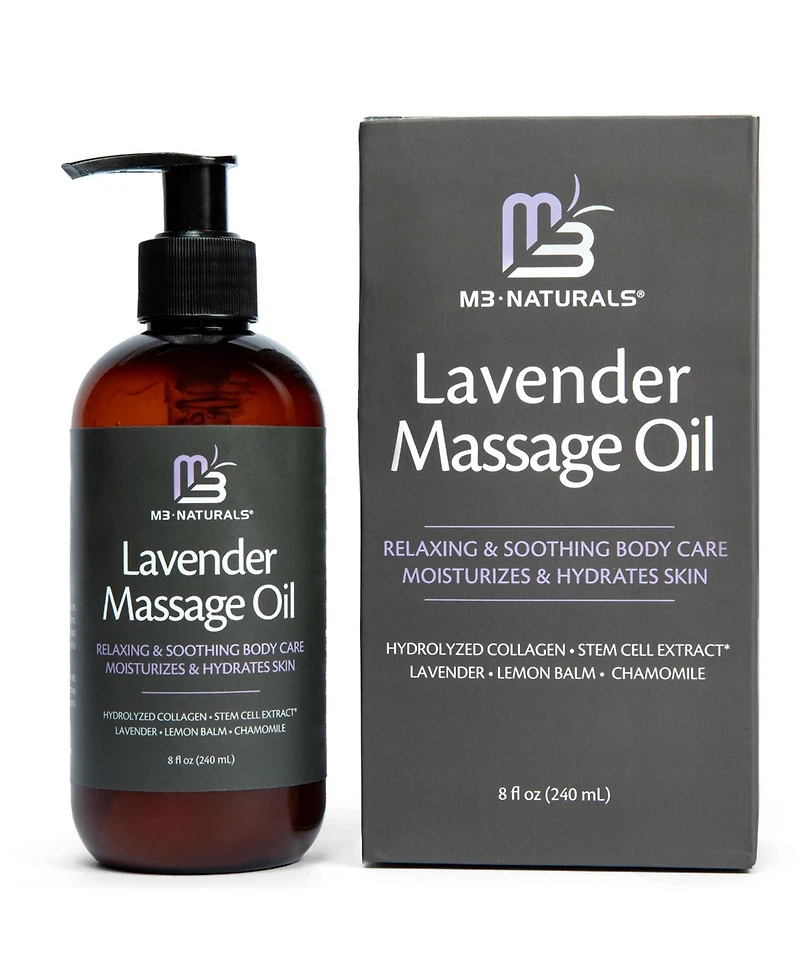 M3 Lavender Massage Oil with Collagen and Stem Cells Fast-Absorbing Body Oil for Massage 8 Fluid Ounce