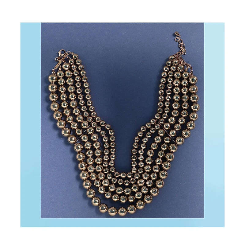 Sohi Women's Metallic Beaded Cluster Necklace