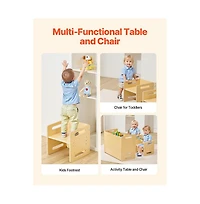 Slickblue Wooden Montessori Toddler Table and Chair Set with Adjustable Height for Eating and Activities