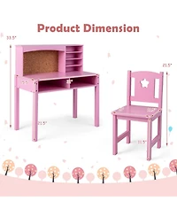 Gouun Kids Study Desk and Chair Set with Hutch Shelves and Cork Bulletin Board