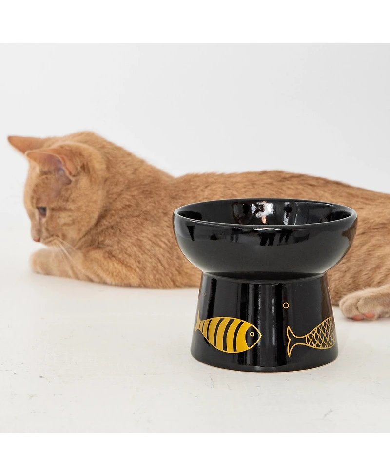 Dexypaws Elevated Cat Bowl Gold Fish