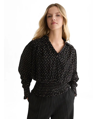 Scotch & Soda Women's Fil Coupe Smocked V-Neck Top