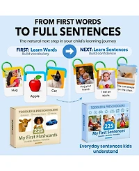 Quokka 225 Toddler First Sentence Flash Cards with Rings - Realistic Learning Cards for Ages 1 - 3 - Family, Daily Routine and Everyday Phrases