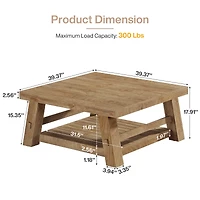 Tribesigns Rectangle Coffee Table, Wooden Low Coffee Tables, Rustic Farmhouse Center Tea Table