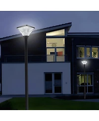 Asagikoiai Solar Outdoor Post Light with Remote Control, Dimmable Landscape Pier Light