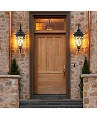 Asagikoiai 23" Outdoor Wall Lantern with Bubble Glass, Weatherproof Aluminum Porch Lantern