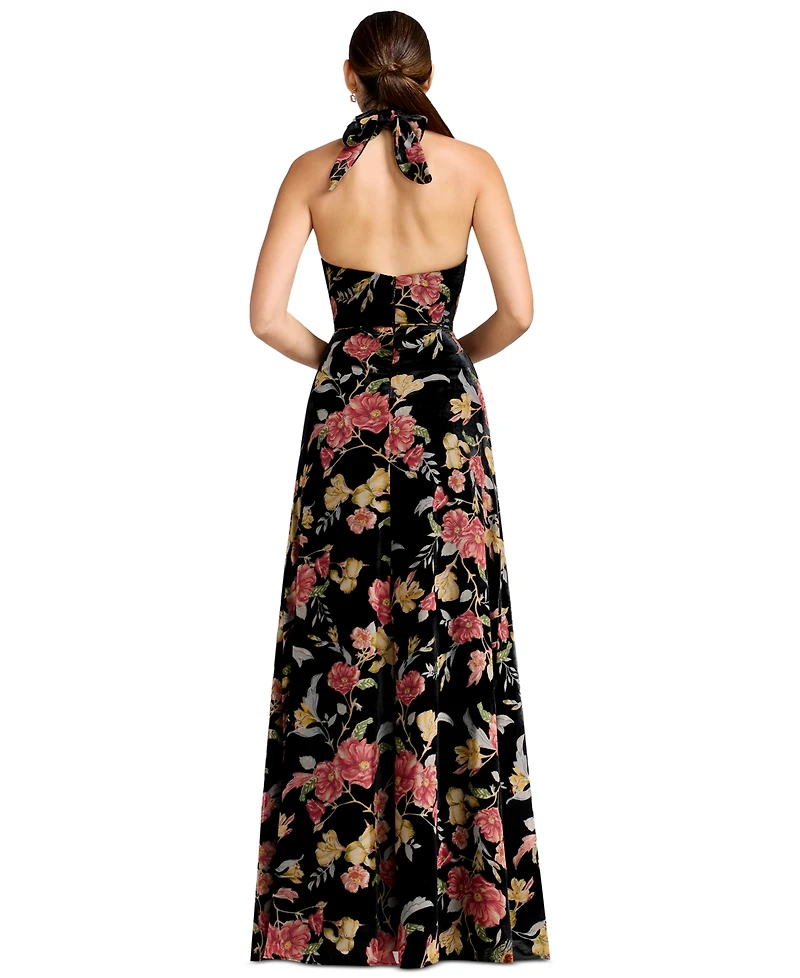 Dress the Population Women's Halter Column Floral