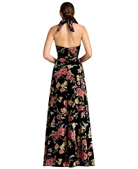 Dress the Population Women's Halter Column Floral