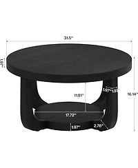 Tribesigns Round Coffee Table, 2-Tier Circle Table with Storage, Thick Tabletop and Base