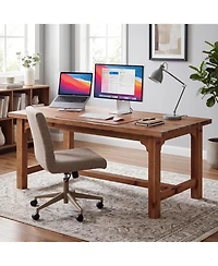 Tribesigns 63" Solid Wood Executive Desk with Foot Bar