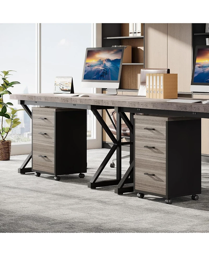 Tribesigns 3-Drawer Mobile File Cabinet with Casters, Grey