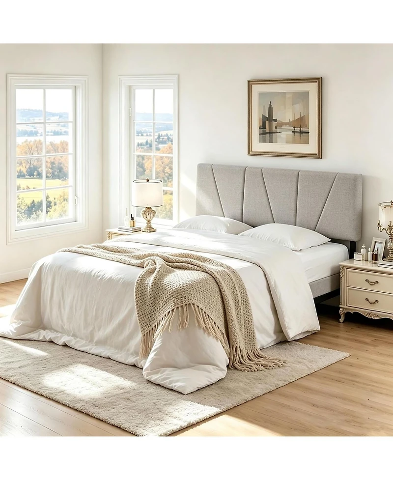 gaomon Queen Size Headboard Linen Upholstered with Height Adjustments, Padded, Sturdy Wood Frame, Easy Assembly